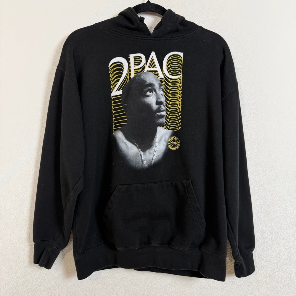 Tupac Shakur Graphic Hoodie Cross Colours Streetwear Rap Pullover Size Large